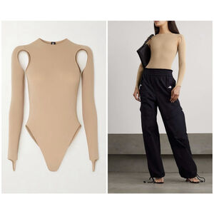 NWD Andreadamo Cutout Stretch Jersey Bodysuit Nude XXS / XS Italy Minimalist